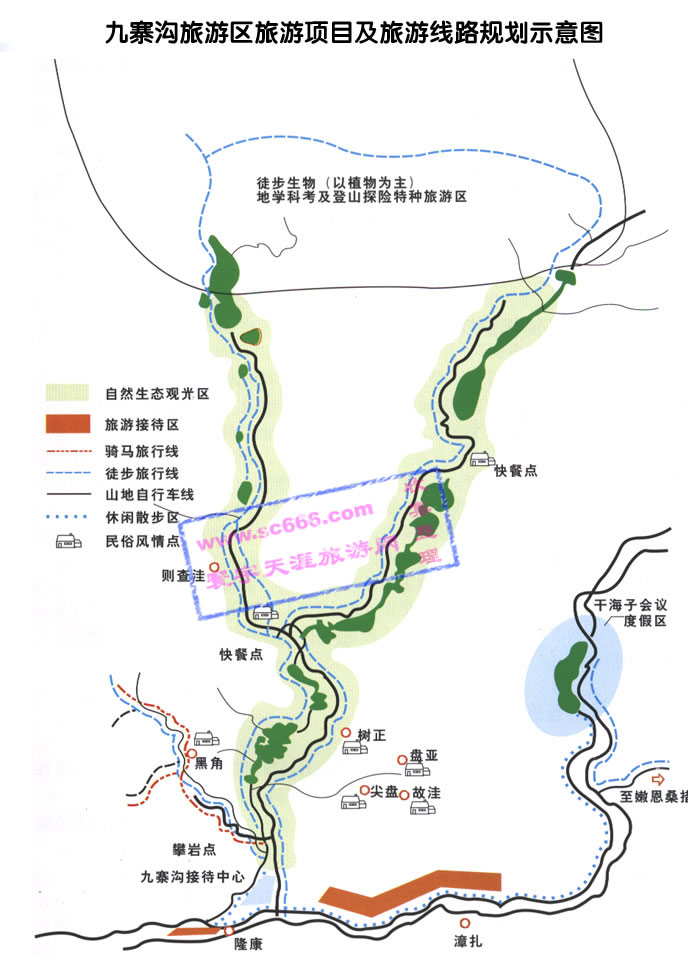九寨沟旅游项目及旅游线路规划示意图