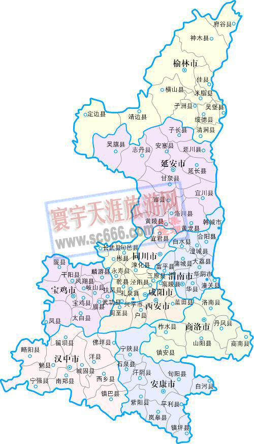 陕西省政区地图