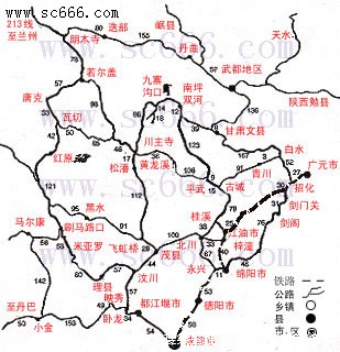 成都-九寨沟黄龙汽车旅游交通线路图