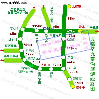 成都-九寨沟旅游线路图