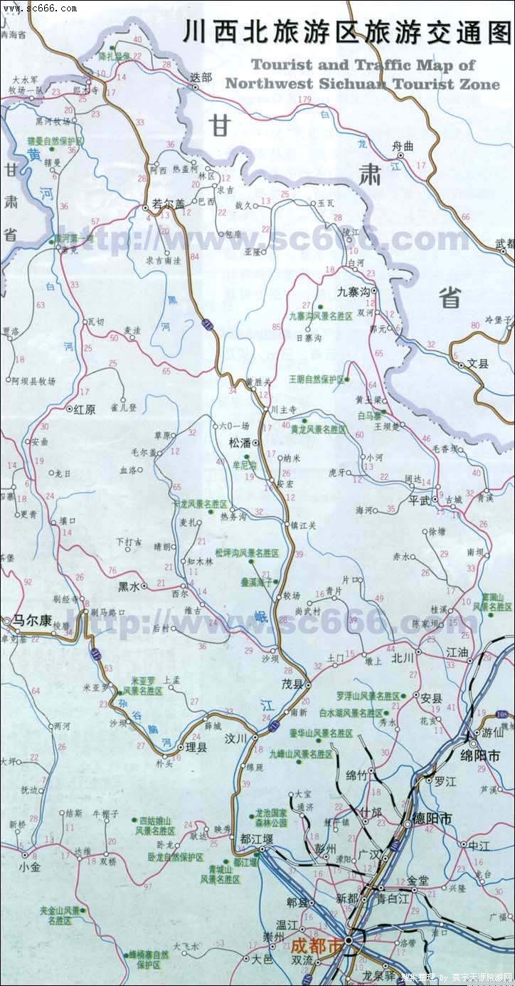 川西北旅游交通地图