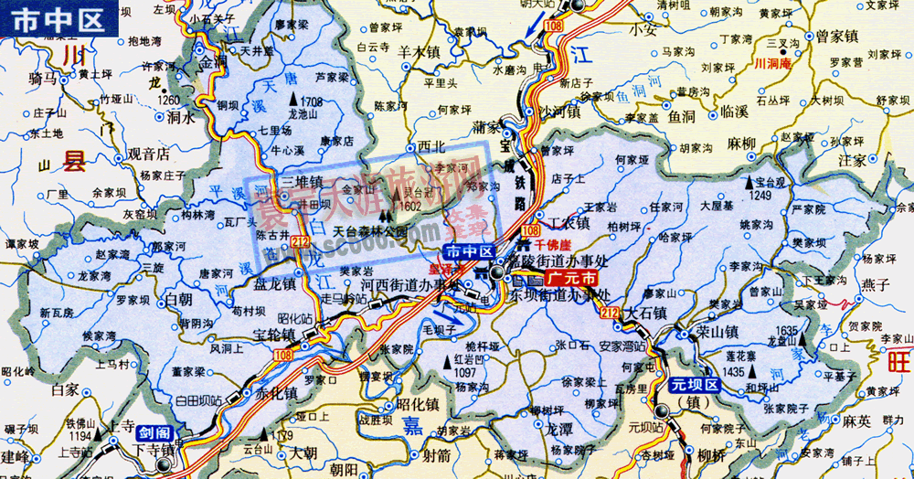 广元市市中区地图