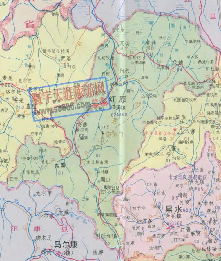 红原县地图