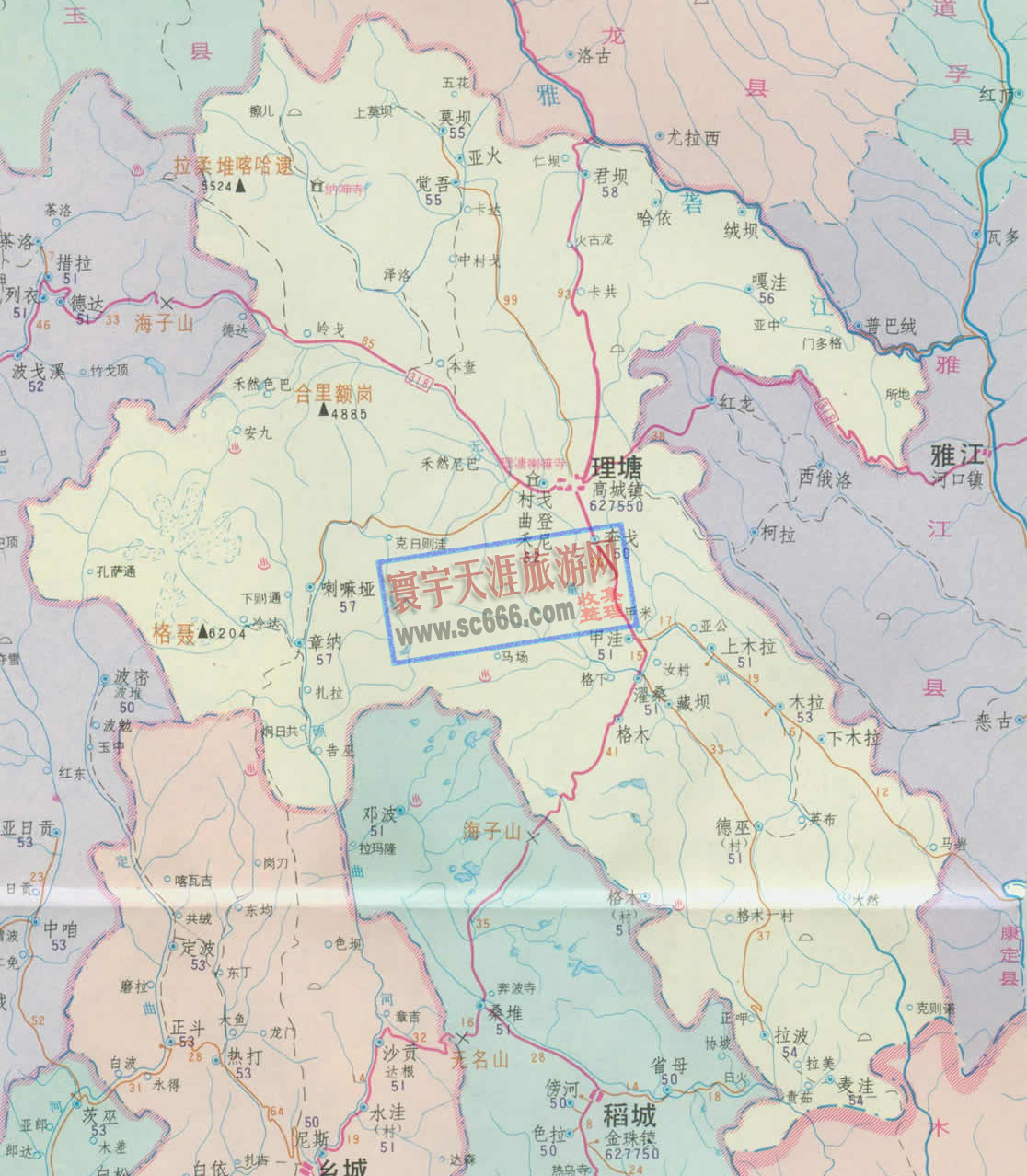 理塘县地图