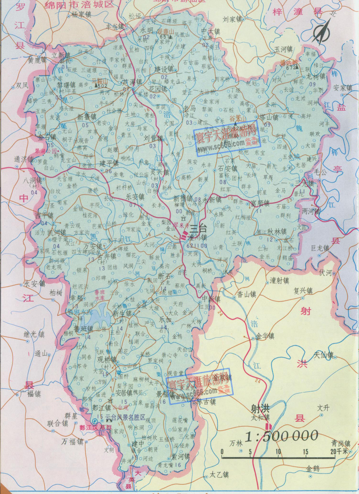 三台县地图