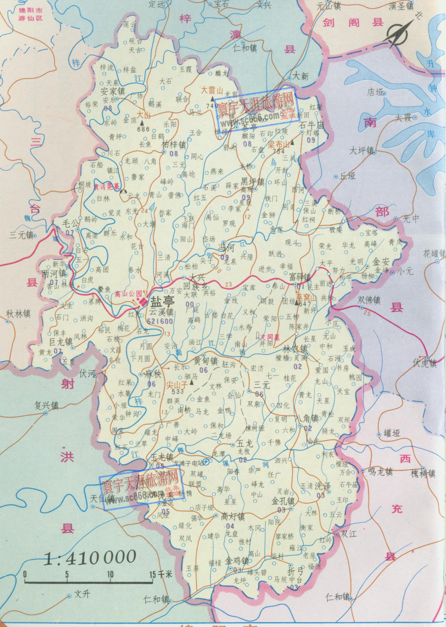 盐亭县地图