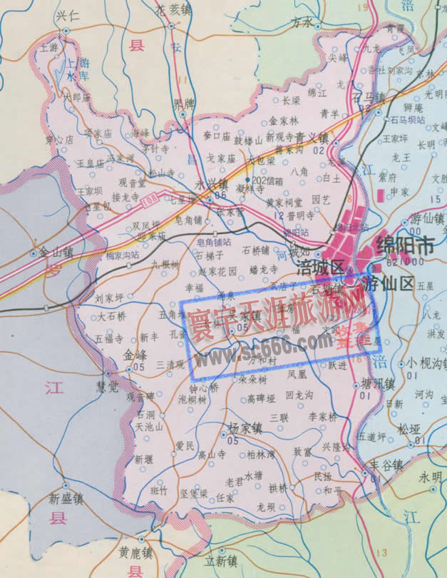 绵阳市涪城区地图
