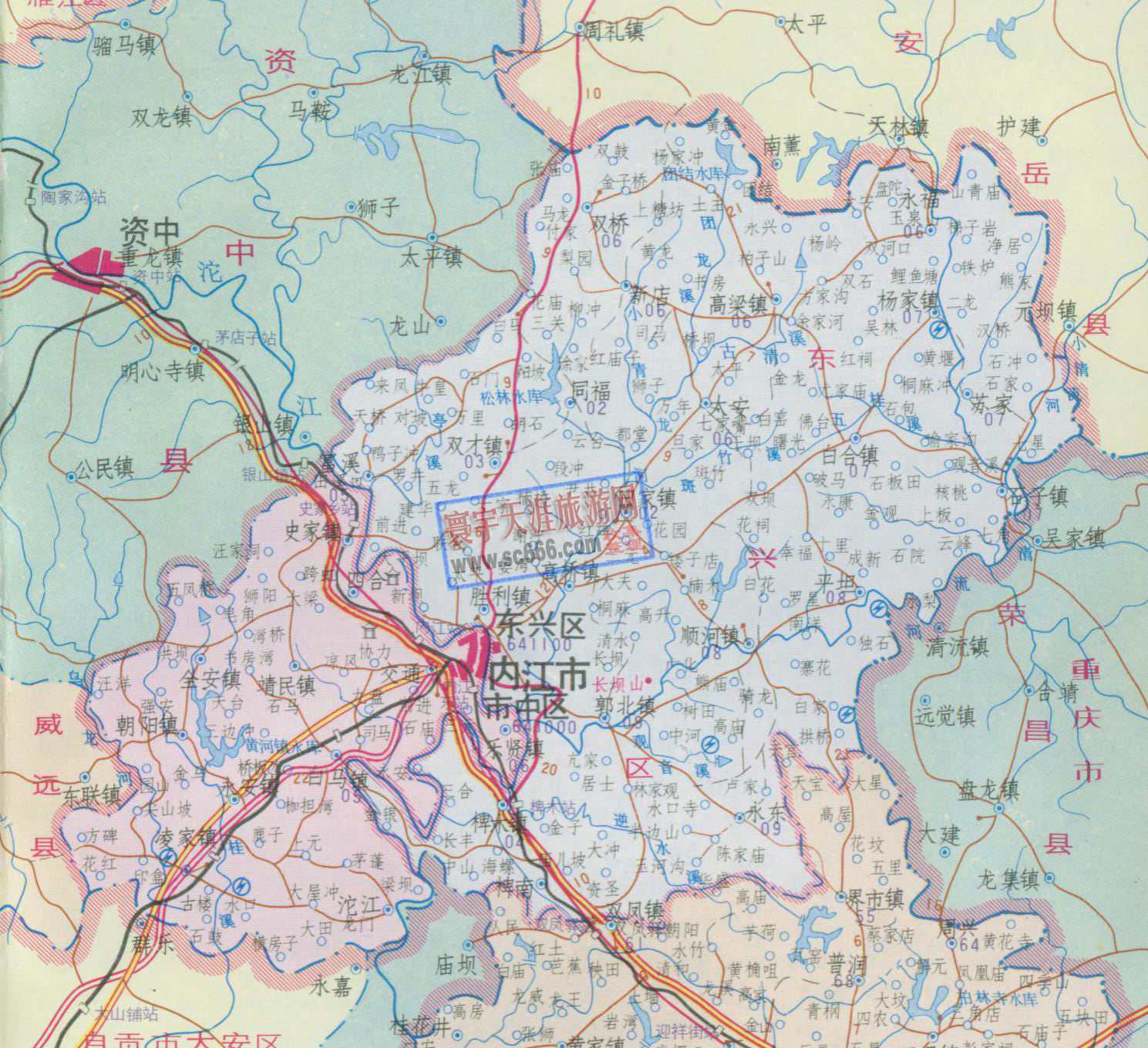 内江市市中区、东兴区地图