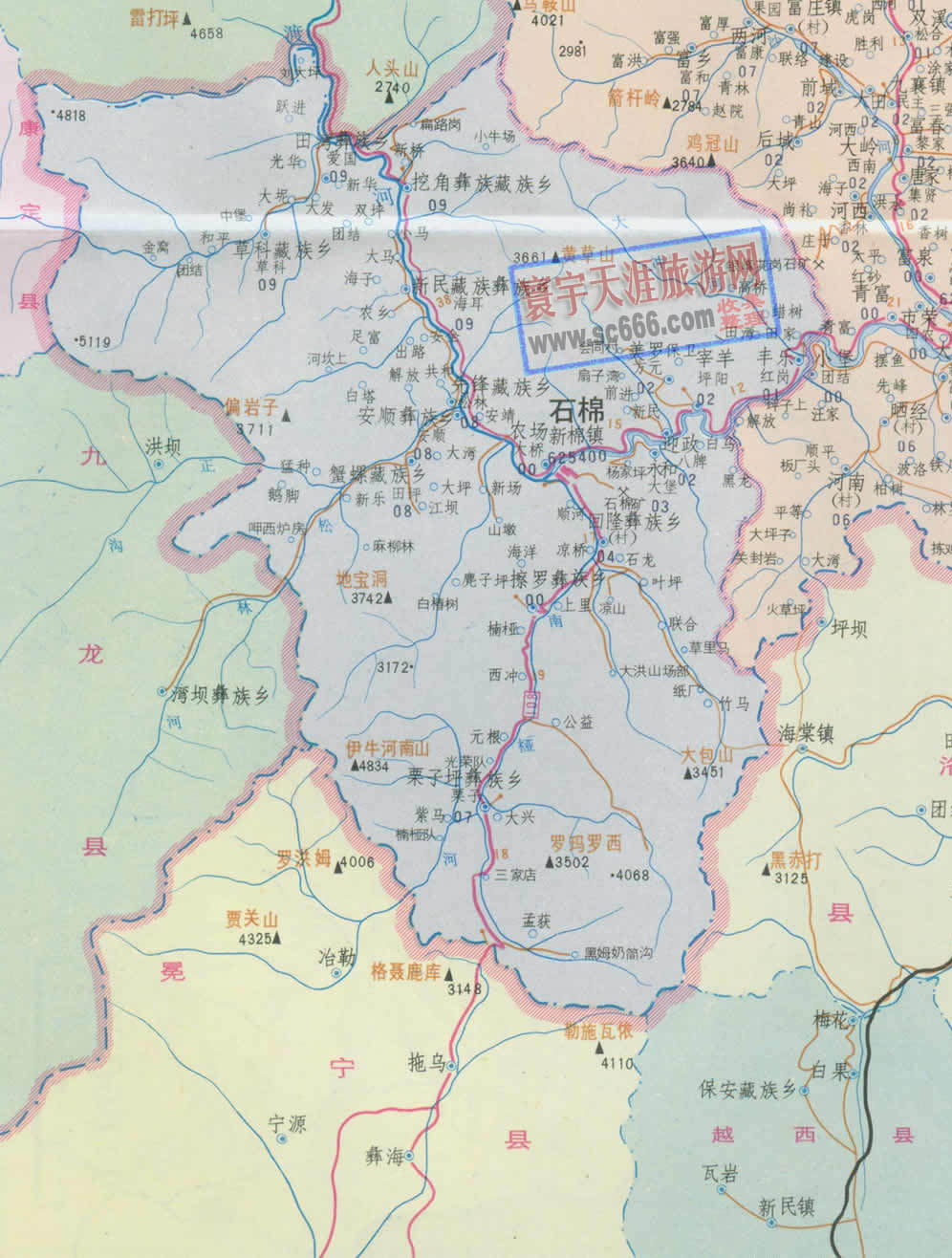 石棉县地图