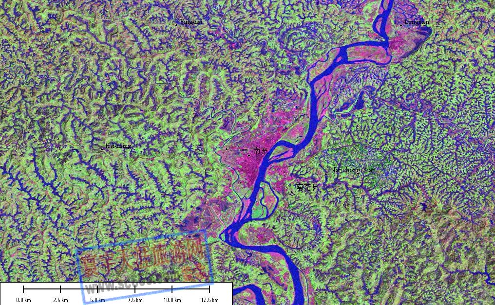 南充市及周边地区卫星图