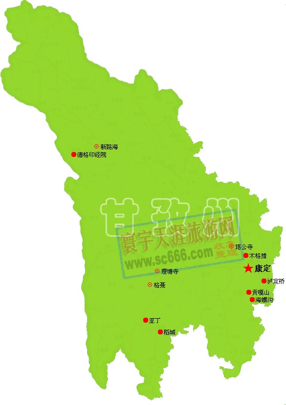 甘孜州景点分布图