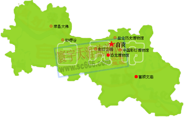 自贡市景点分布图