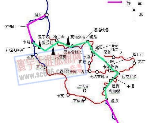 穿越泸沽湖稻城路线图