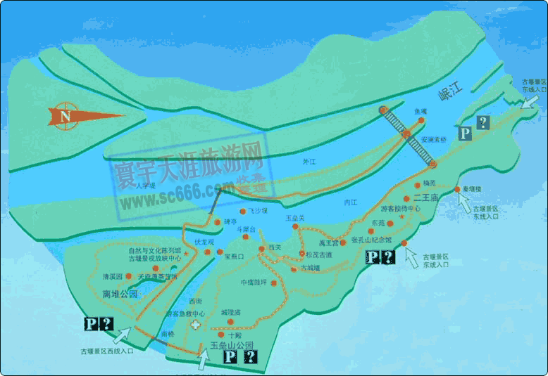 都江堰景区导游图