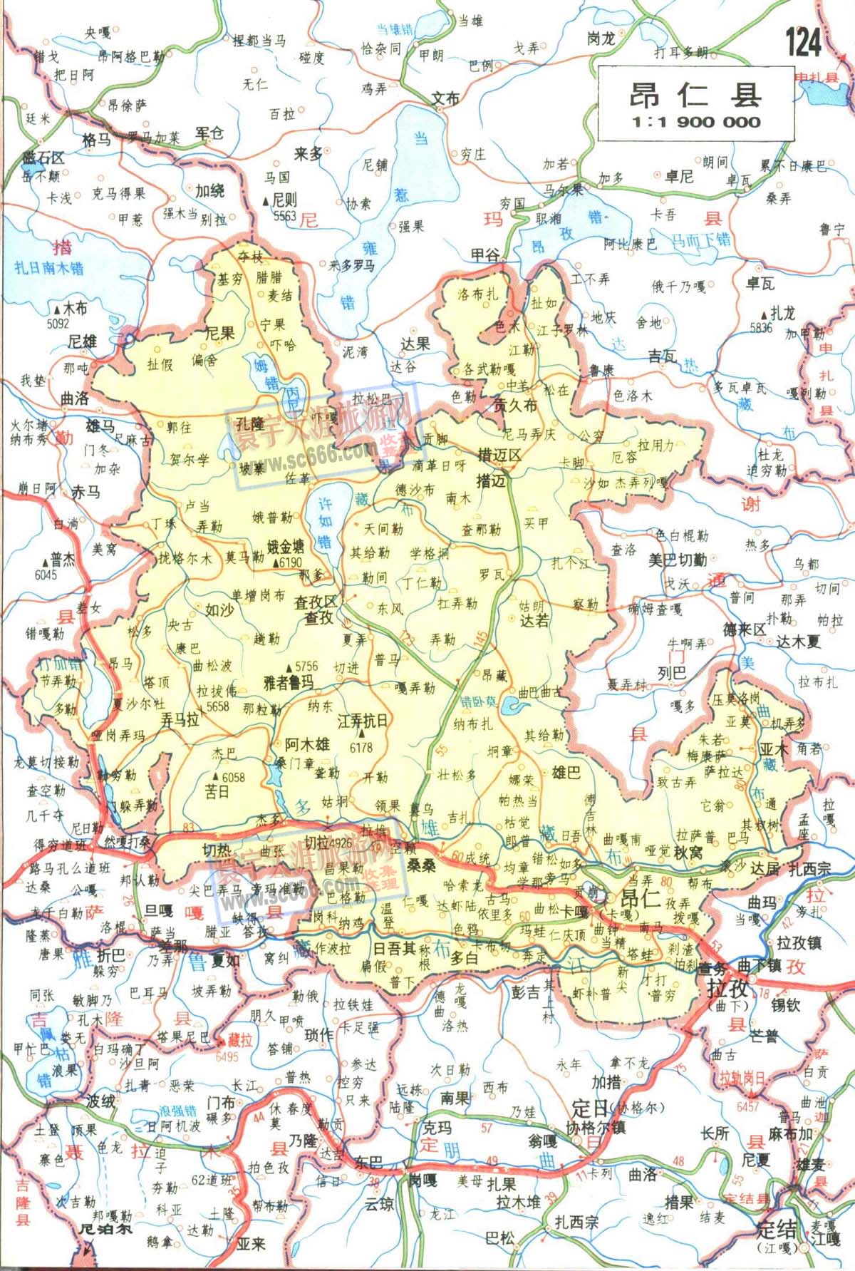 昂仁县地图