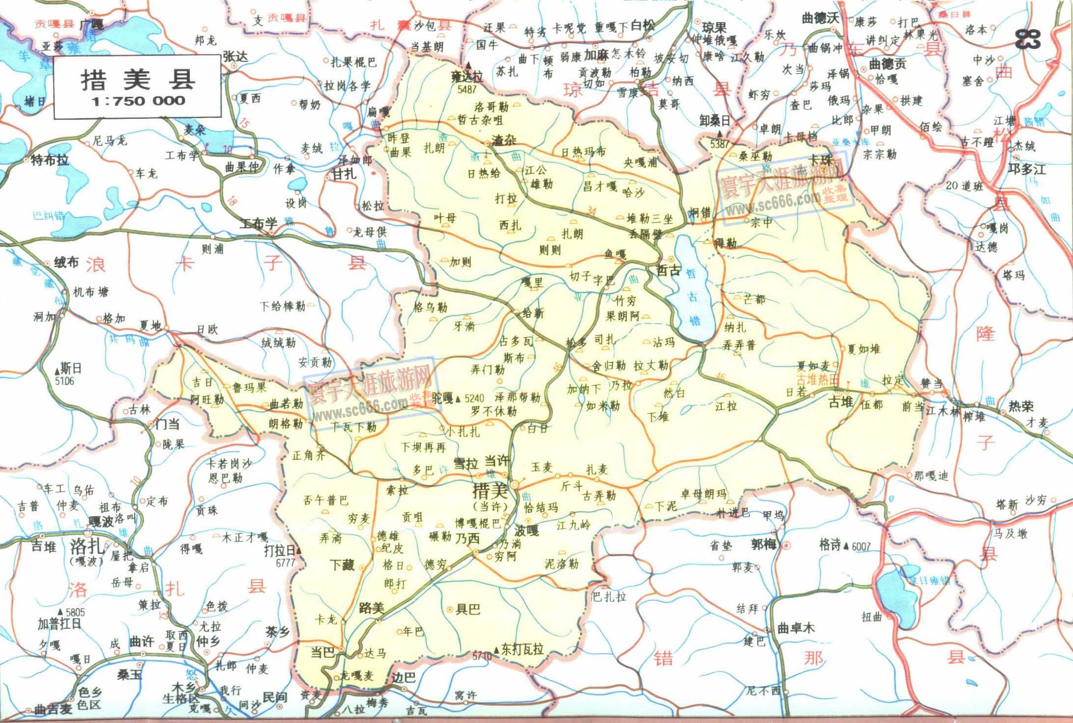 措美县地图