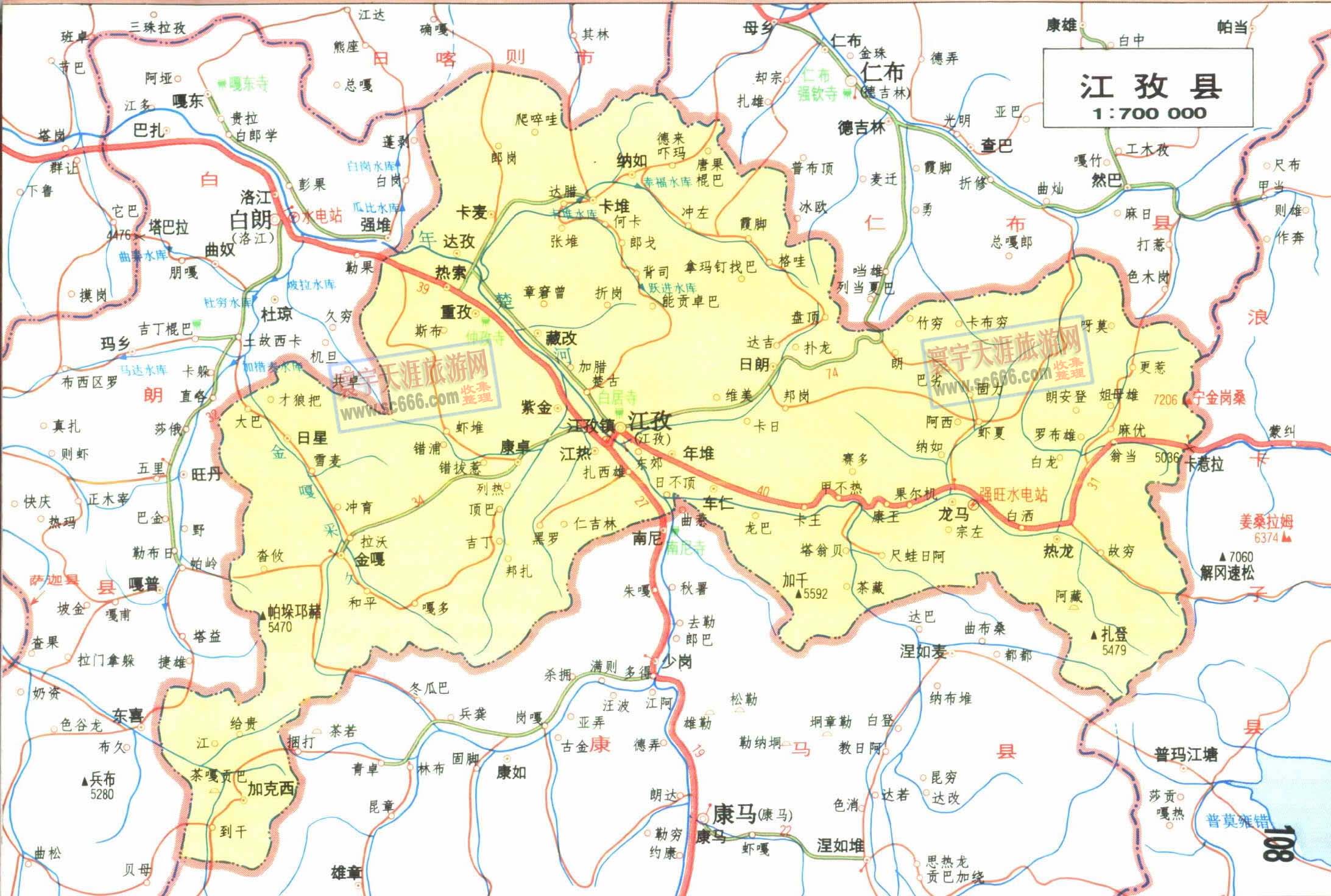 江孜县地图