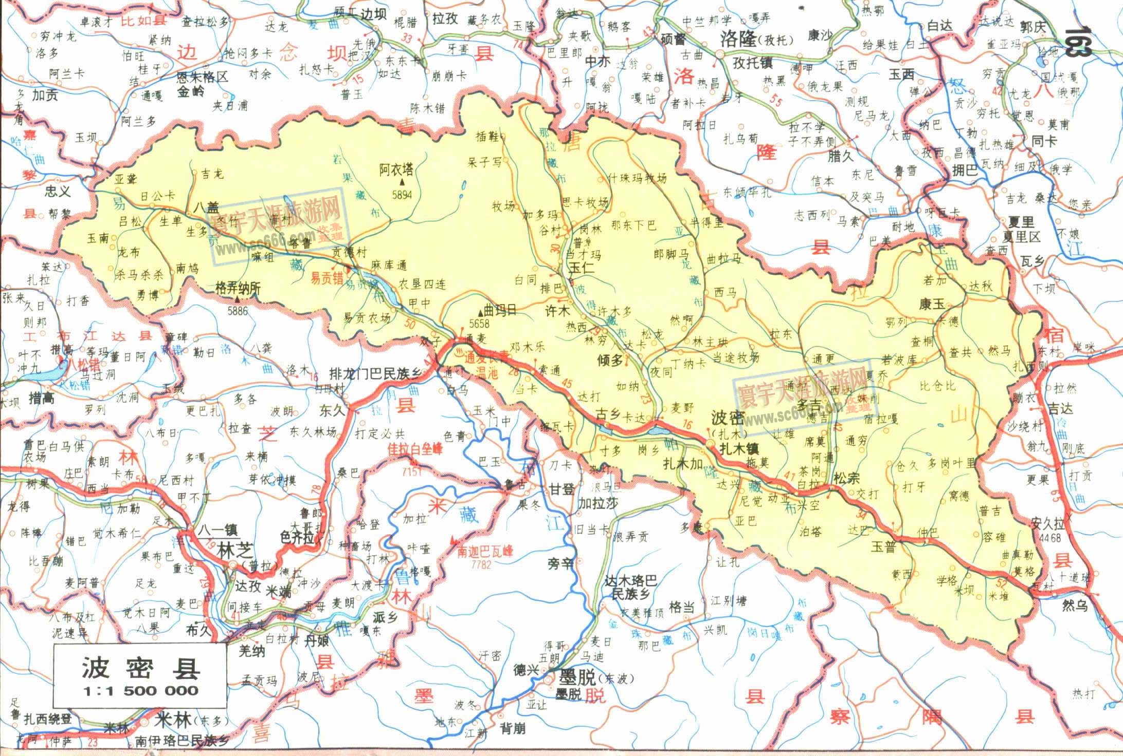 波密县地图