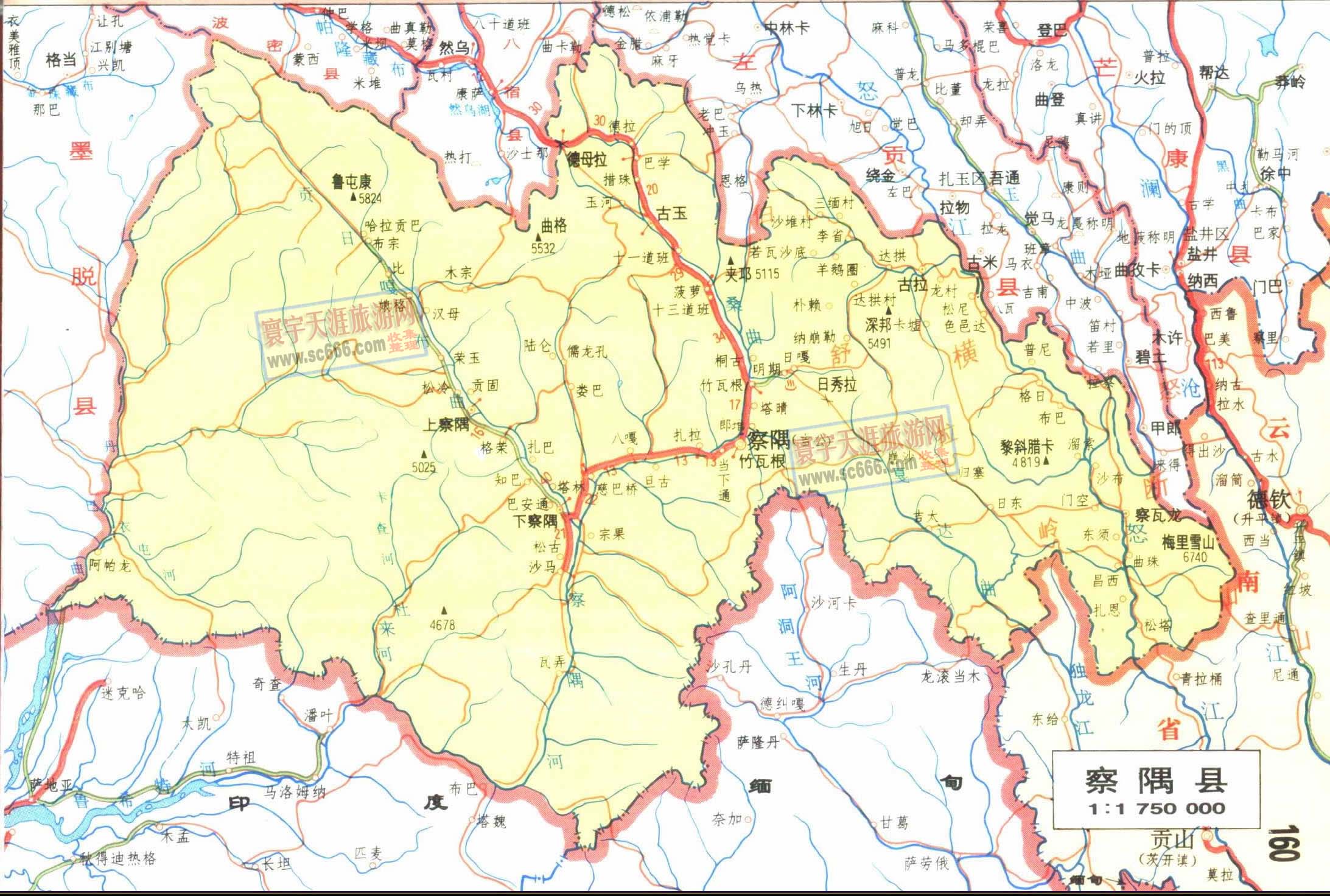 察隅县地图