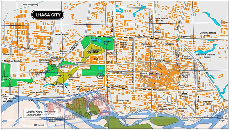 拉萨市城区英文地图