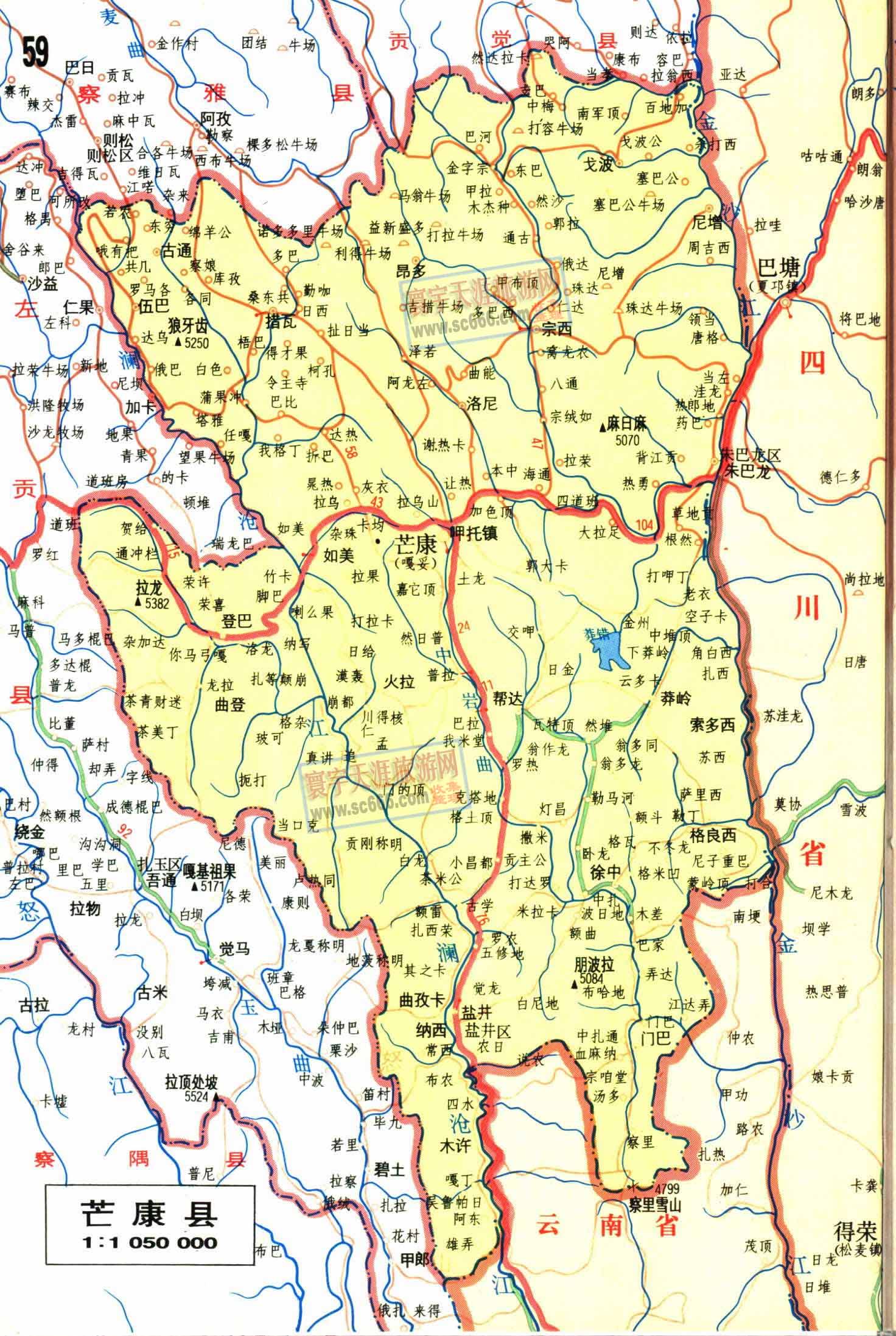 芒康县地图