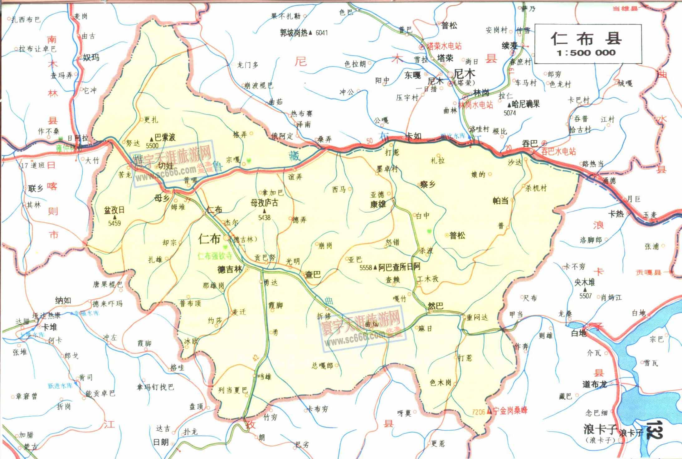 仁布县地图