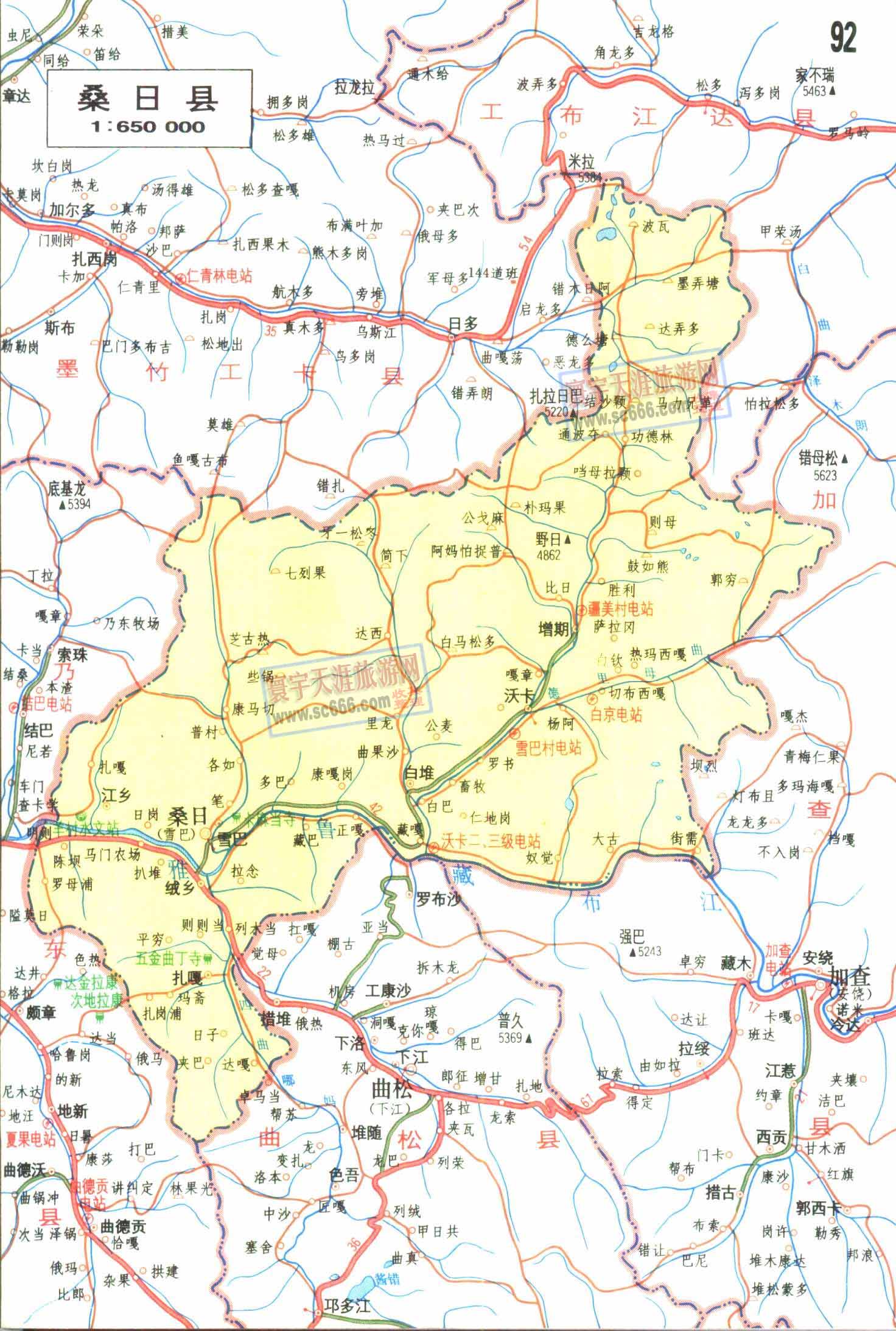 桑日县地图