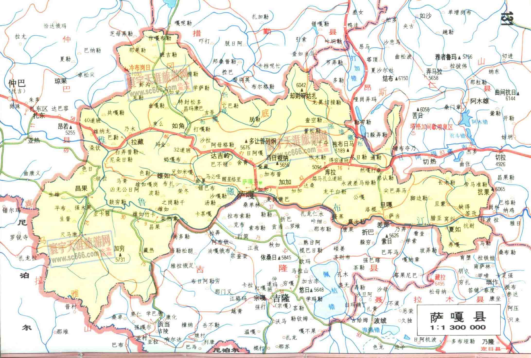 中尼边境各县之五：萨嘎县地图