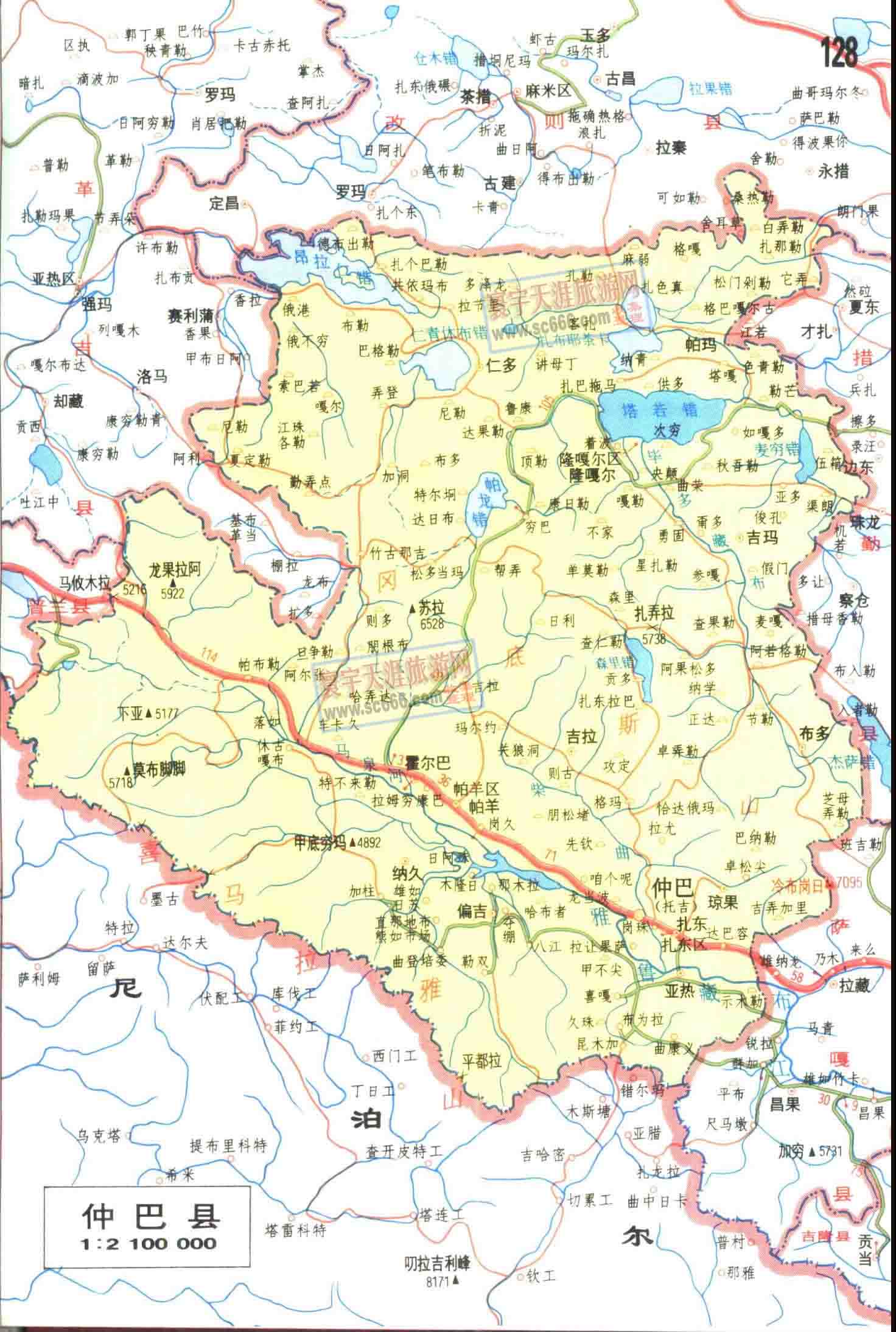 中尼边境各县之六：仲巴县地图