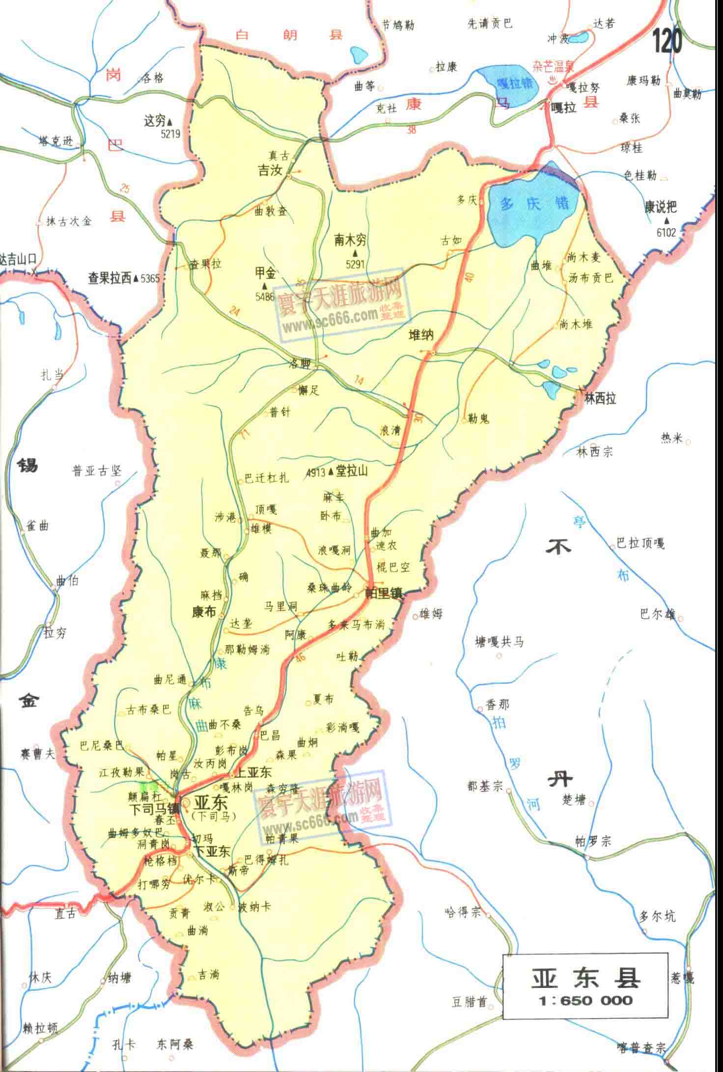 中国不丹边境各县之二：亚东县地图