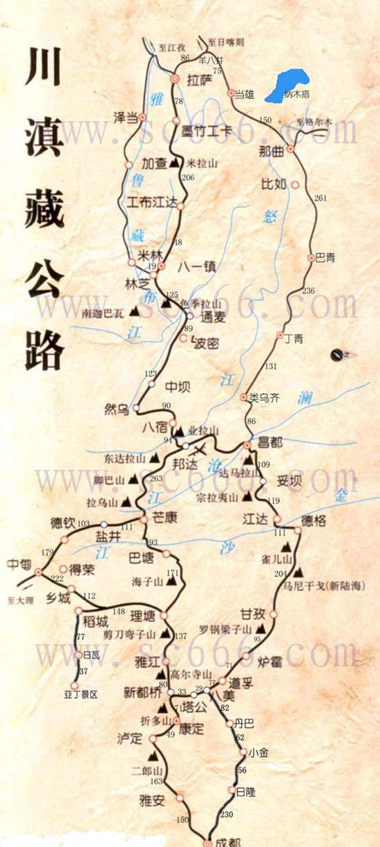 川藏--滇藏线路地图
