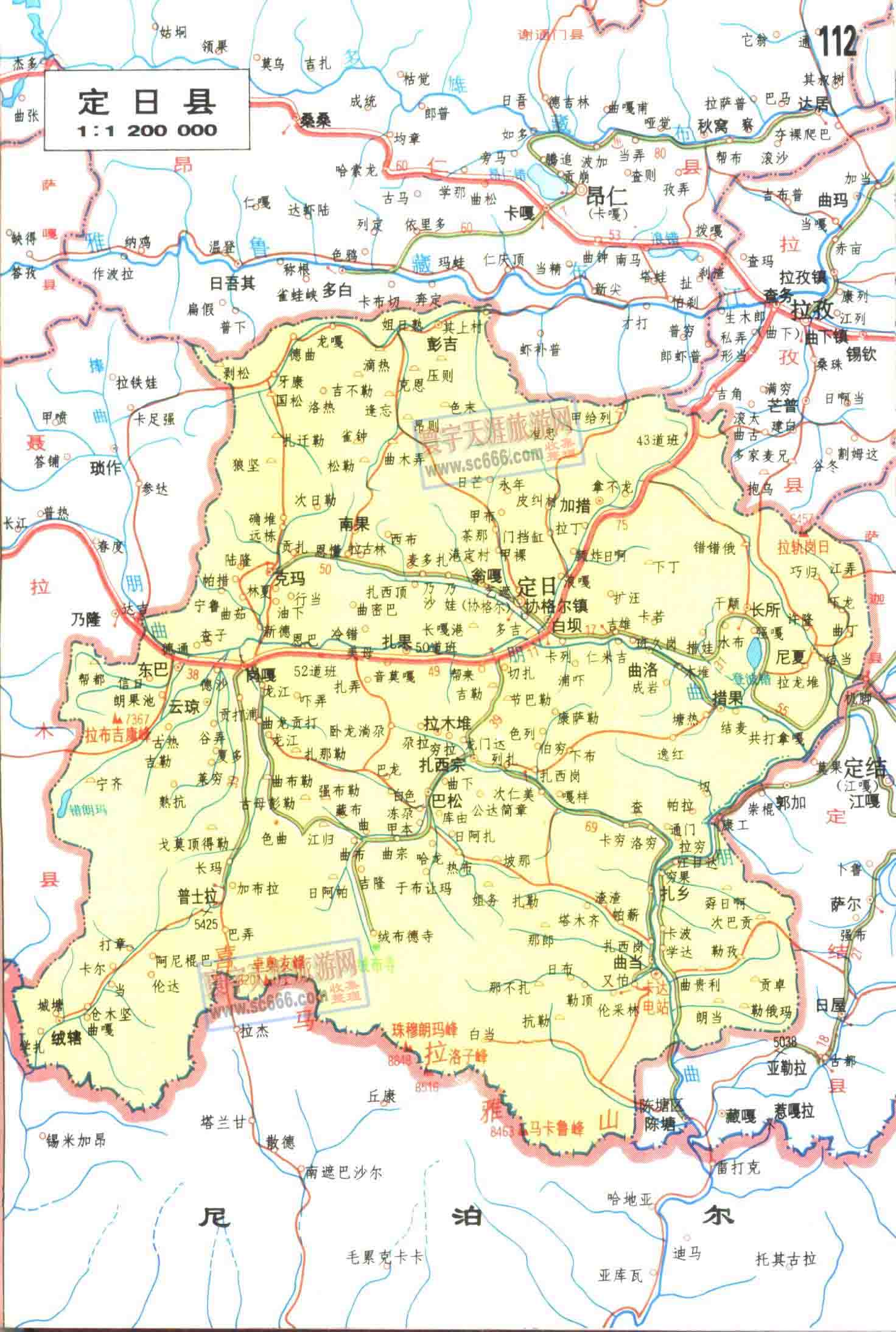 中尼边境各县之二：定日县地图