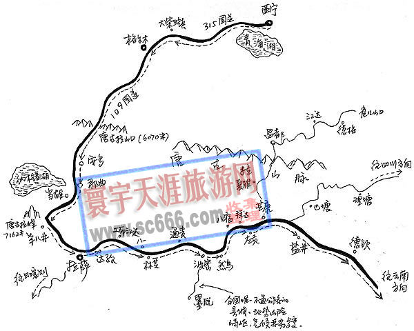 西藏穿越线路图