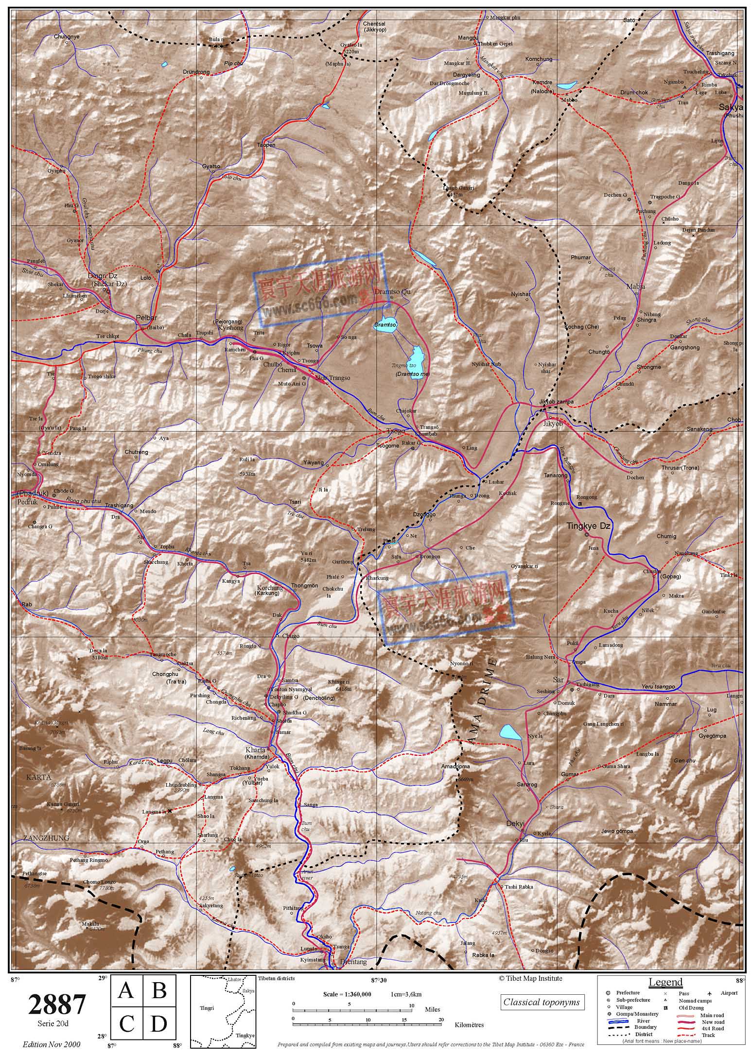 西藏自治区英文地图4