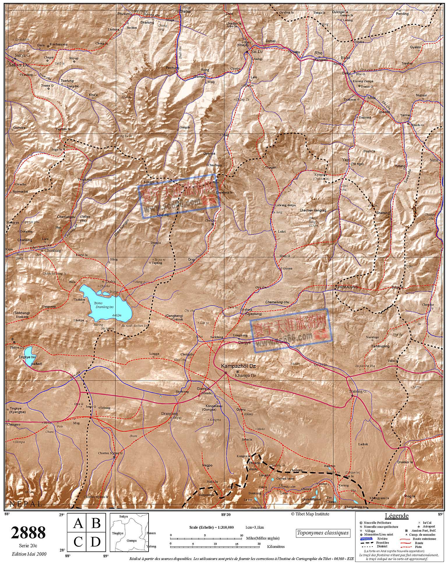 西藏自治区英文地图5