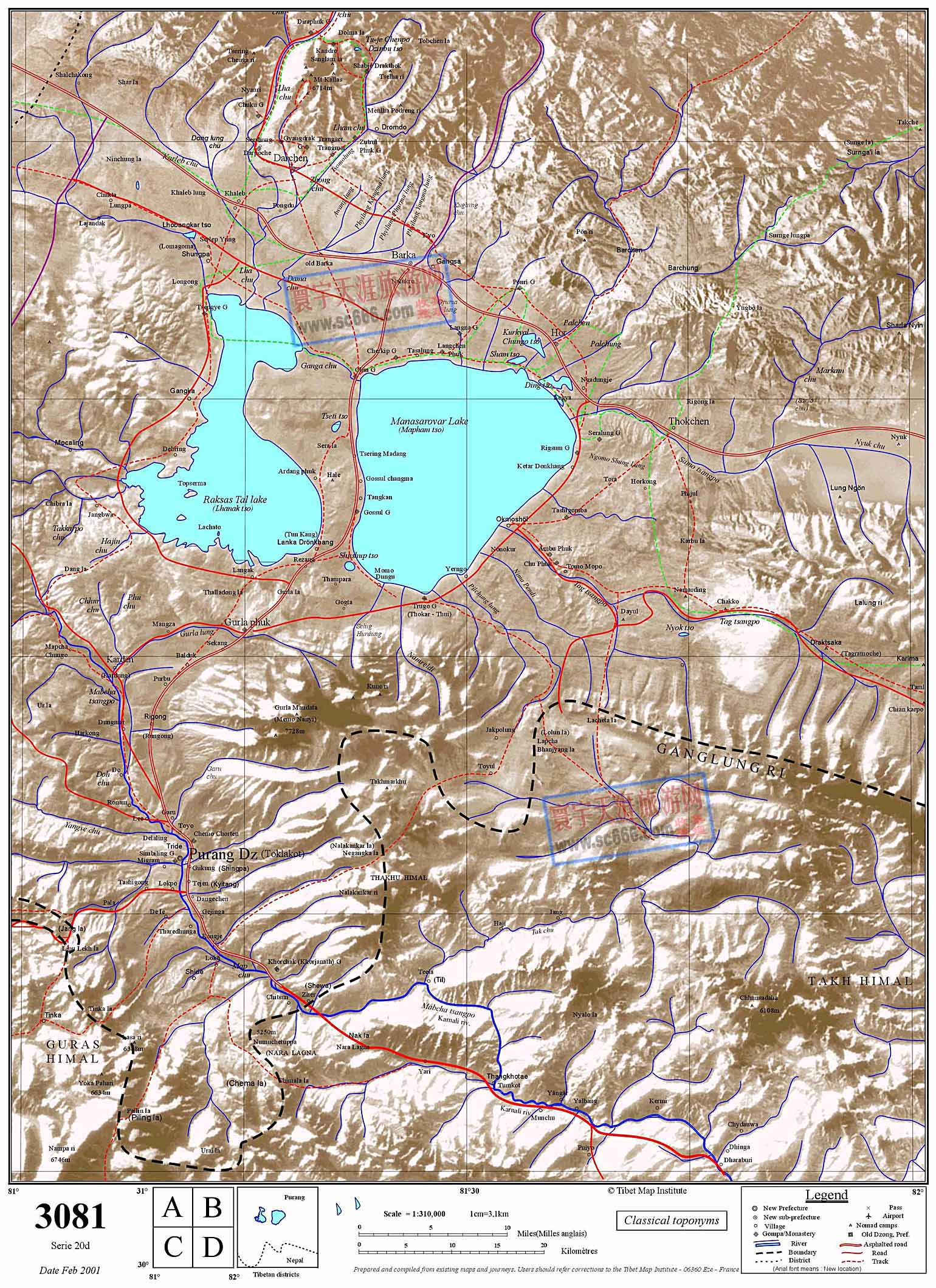 西藏自治区英文地图26