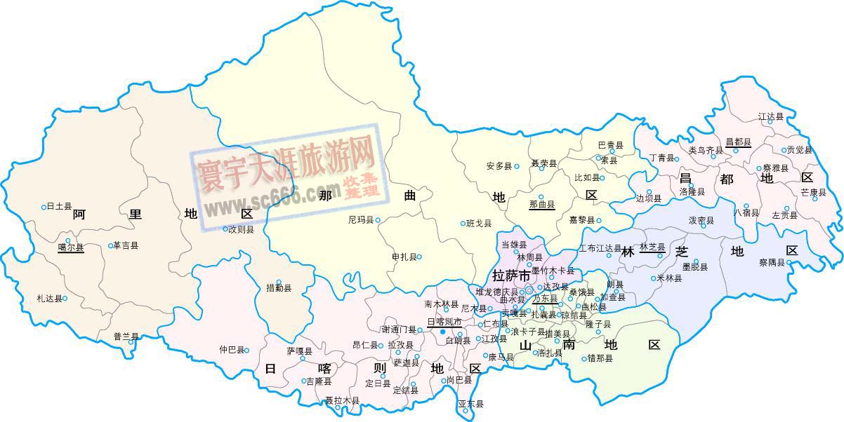 西藏自治区行政地图