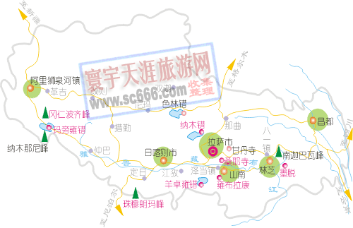 西藏自治区景点分布图