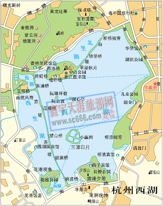 杭州西湖景区导游图1