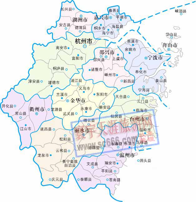 渐江省行政地图
