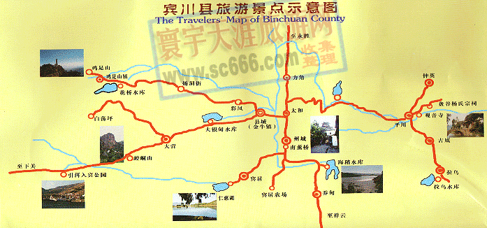 宾川县旅游景点示意图