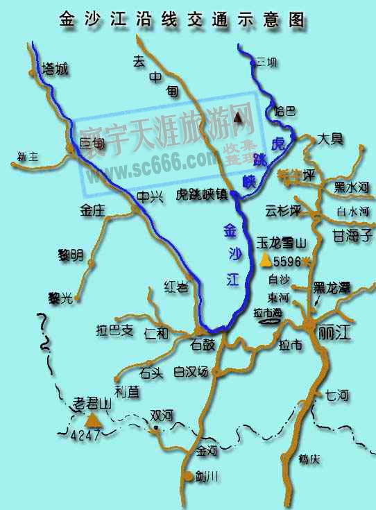 金沙江沿线交通图