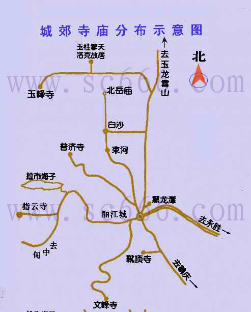 丽江城郊寺庙分布图