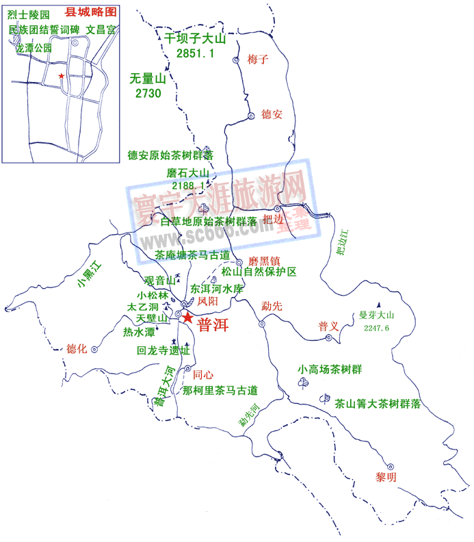 普洱茶乡旅游地图