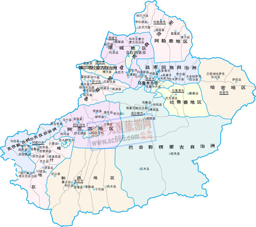 新疆维吾尔族自治区政区地图1