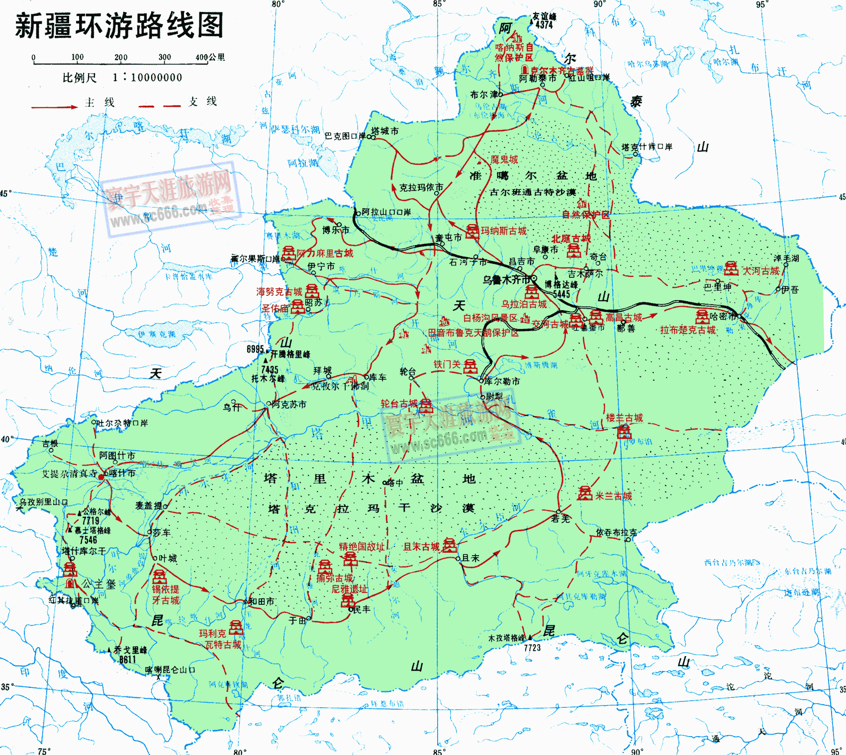 新疆维吾尔族自治区环游路线图