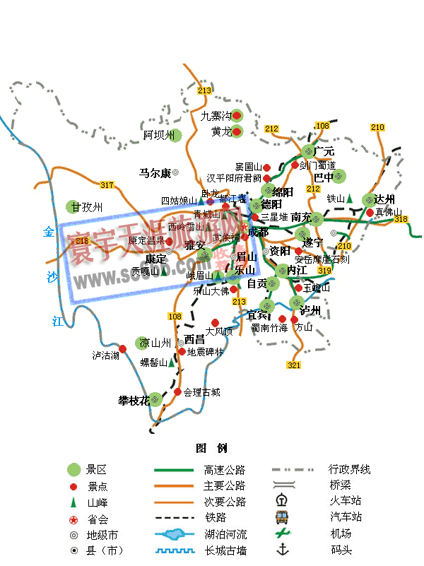 四川省旅游地图2
