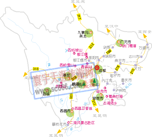四川省旅游景点分布图3