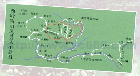 西岭雪山-花水湾景区地图3
