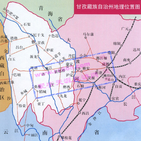 甘孜藏族自治州地理位置图